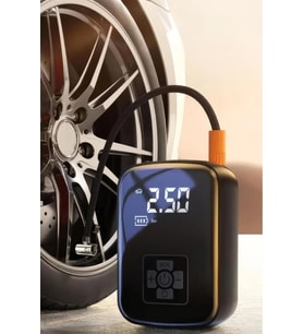 Taşınabilir Dijital Hava Kompresörü 150 PSI 3600mAh Kablosuz LED Şarjlı Lastik Pompası (Siyah)