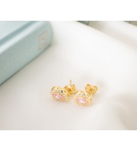 925 Ayar Gümüş Ekim Ayı Doğum Taşı ( Pink Tourmaline ) Damla Küpe