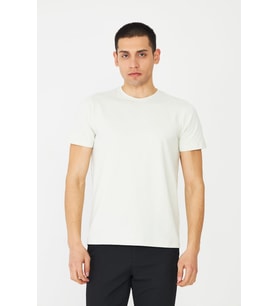 Ekru Basic Bisiklet Yaka Erkek T-Shirt