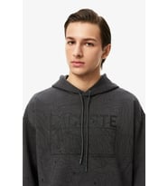 Lacoste Men's Oversize Fit Full Zip Hoodie Sweatshirt Erkek Ayarlanabilir Kapüşonlu Organik Pamuk Sweatshirt Siyah