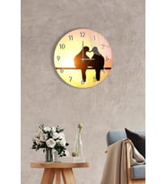 Çap 37cm - Kalp Silueti - Dekoratif Cam Duvar Saati