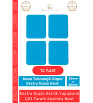 Özel Seri Ekstra Güçlü PE Köpük Esaslı Çift Taraflı Hazır Kesilmiş 25x30mm Asma Bant - 12 Adet