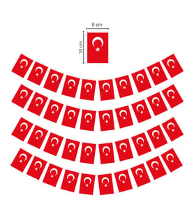 Küçük ipli Türk Bayrağı Kağıt İpli Bayrak - 1 Adet