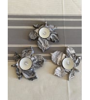 Üçlü Tealight Mumluk,Dekoratif Mumluk,Hediyelik Mumluk,Yaprak Şekilli Mumluk