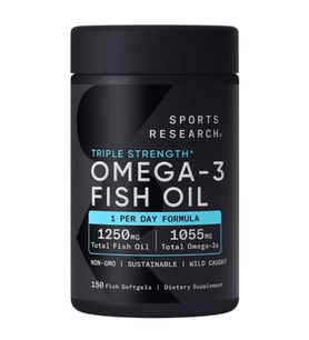 Triple Strength Omega-3 Fish Oil 1250 mg Fish Oil 1055 mg Total Omega EPA+DHA 1000 MG 150 SOFTGELS