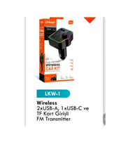 Araç Şarj Lkw1 2 USB A+ USB C Hızlı Araç Şarjı Cihazı Çakmaklık Tf Kart Girişli Fm Transmiter