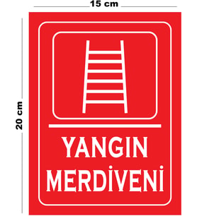 Metal Yangın Merdiveni 15cm x 20cm Uyarı Levhası Yönlendirme Tabelası