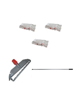 Cod-Ex Geniş Islak Paspas Mop Takımı Seti - 3 Adet Geniş Islak Mop Başlığı  + Metal Sap + Mop Tutucu