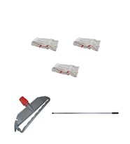 Cod-Ex Geniş Islak Paspas Mop Takımı Seti - 3 Adet Geniş Islak Mop Başlığı  + Metal Sap + Mop Tutucu