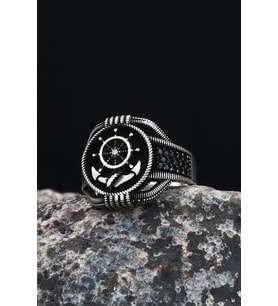 Çapa Dümen 925 Ayar Gümüş Erkek Yüzüğü 901225