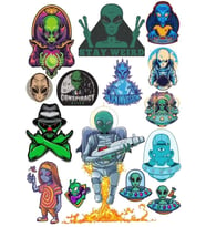 Uzaylı Alien Sticker Set-1 17 Parça Telefon, Tablet, Defter, Laptop Sticker