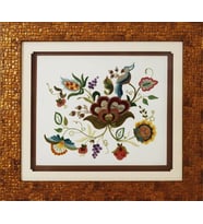 Çerçeveli %100 El Yapımı Bordo Çiçek Desenli Nakış El Sanatı Tablo (60x53cm)