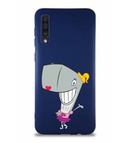 Samsung Galaxy A50 Soft Premier Kapak Pearl Yengeç Tasarımlı Silikon Kılıf - Lacivert (Şeffaf)