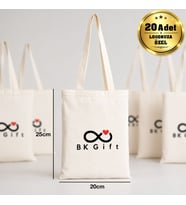 Logonuza Özel 20 Adet Kitap Çantası - Ham Bez Çanta 20x25 cm – Küçük Boy Pamuk Promosyon Çanta
