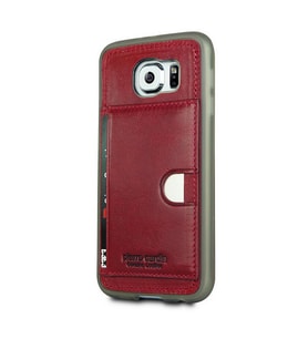 Pierre Cardin Galaxy S6 ile Uyumlu Deri Arka Koruma Paneli Kırmızı PCL-P11