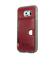 Pierre Cardin Galaxy S6 ile Uyumlu Deri Arka Koruma Paneli Kırmızı PCL-P11