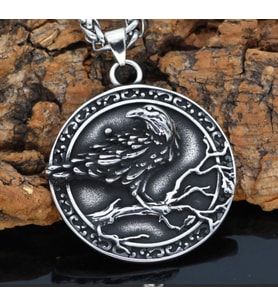 Viking Mitoloji Hafıza Simgesi Raven Kuzgun Viking Kolye