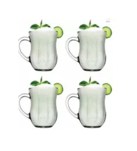 6'lı Set Gurme Ayran Bardağı, Kulplu, 350 cc, Orijinal Kutulu