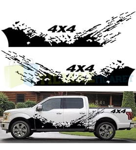 Off Road 4X4 Çamur Yan Kapı Oto Sticker Etiket Yapıştırma 1 Çift 190X50 Cm Dağ - 40X10Cm 4X4 Yazı