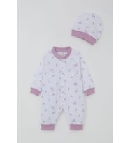 Breeze Kız Bebek Tulum Çiçek & Yazı Desenli 0-6 Ay, Beyaz
