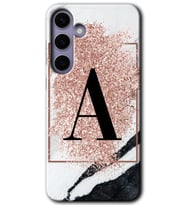 Galaxy S24 Plus Kılıf HD Desen Baskılı Kılıf - Pembe Mermer Desenli A Harfi