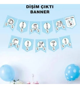 Dişim Çıktı Flama Bayrak Set Erkek Bebek Diş Partisi -