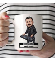 En Başarılı Dj Müzisyen Erkek Karikatürlü Kupa Bardak