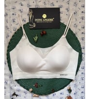 Valentina Fitilli İnce Askılı Hafif Destekli Kopçasız Dikişsiz Lazer Kesim Bralet/Sütyen/Büstiyer (Ekru)