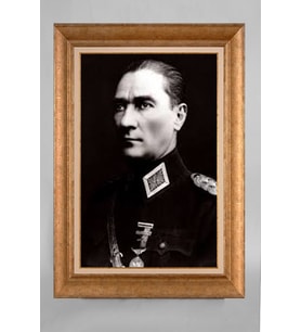 Altın Varaklı Paspartulu Çerçeveli Atatürk Tablo nt1128