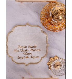 Isimli Özel Gold Baskılı Söz Ve Nişanlarınız Için Kumaş Damat Kahve Peçetesi