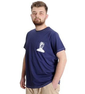 Mode XL Büyük Beden Erkek T-shirt FINGERMARK 23201 İndigo