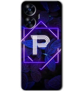 Realme C55 Kılıf HD Desen Baskılı Kılıf - Dark Neon Yaprak P Harfi
