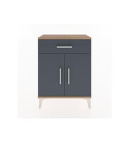 Arges Komodin Tek Raflı Tek Çekmeceli 2 Kapaklı 60x30x80 Çam-Antrasit
