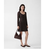 LCW Comfort Kahverengi U Yaka Dantelli Mini Elbise