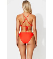 Kadın Bikini Takımı Bralette Yaka İnce Askılı Örme Kumaş Brazilian Kesim Süper Yüksek Bel Düz Desen