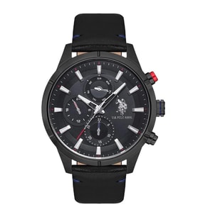 U.S. POLO ASSN. USPA1014-08 SİYAH DERİ KORDON ERKEK KOL SAATİ