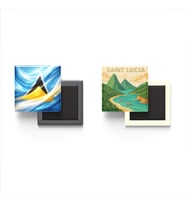 Buzdolap Magnetleri - Saint Lucia Bayrağı ve Paper Cut Tema - 2'li Set Magneti