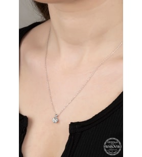 SWAROVSKİ CRYSTAL TEK TAŞ  925 AYAR GÜMÜŞ KOLYE