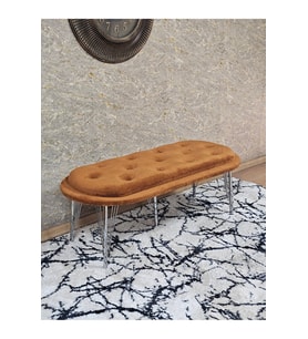 Ufo Oturak Bench - Krom Kaplama Telli Ayak - Oturak - Bench - Puf - Yatak Ucu Pufu Turuncu Renk 100 x 50 Boyut/Ebat (Çok Renkli)
