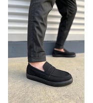 JY180 Estilo X Bağcıksız Süet Erkek Günlük Spor Klasik Ayakkabı SST - Siyah
