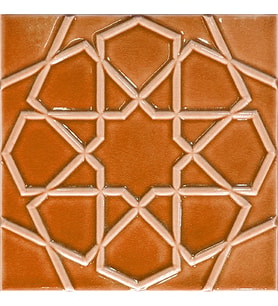 Armada Çini 20x20 Cm Rölyefli Karamel Selçuk Yıldızı Deseni Çini Karo