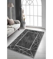 Füme Çerçeveli Kaymaz Taban Makinede Yıkanabilir Halı AR009 - 100 x 160 cm