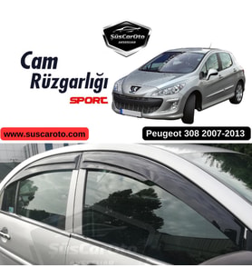 Peugeot 308 2007-2013 Uyumlu Mugen Cam Rüzgarlığı Seti Piano Black 4'lü İthal