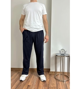 Erkek Pamuklu Cepli İpli Lastikli Bel Pijama Altı Eşofman  (Lacivert)