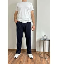 Erkek Pamuklu Cepli İpli Lastikli Bel Pijama Altı Eşofman  (Lacivert)