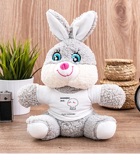 Kişiye Özel İncinmişsin Dedi Tasarım Esprili Peluş Tavşan (Gri)