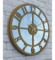 Markakanvas Metal  AYNALI Duvar Saati  ( Çap 50 cm -Çap 80 cm ) (Altın)