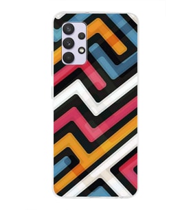 Samsung Galaxy A32 Uyumlu Kapak Labirent Grafiti Tasarımlı Şeffaf Silikon Kılıf