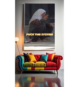 FUCK THE SYSTEM TEYZE Ev Duvar Salon Güzellik Salonu Ofis Dükkan Dekarasyon Kanvas Tablo (Çok Renkli)