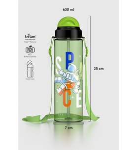 Renga Migo Desenli 630 ml Askılı Pipetli Tritan Çocuk Matara 912143 Pembe (Yeşil)